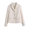 BLSQR Solid Elegant Blazer Tops Women Buttons Casual Outwear Jackets Female Vintage Chic Pockets Blazers Lady