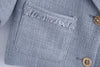 BLSQR Women Tweed Cropped Blazer Coat Vintage Short Sleeve Tassel Pockets Female Outerwear Chic Veste