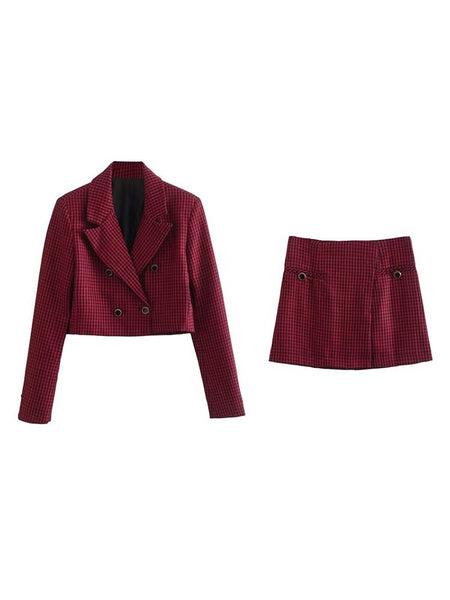 BM&MD&ZA 2010790 Women 2023 Houndstooth Cropped Blazer Coat Vintage Long Sleeve Female Outerwear Chic Femme 2010/790