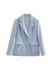 BM&MD&ZA 2324509 Women 2023 thousand island grid double breasted Blazer Coat Long Sleeve Female Outerwear 2324/509
