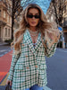 BM&MD&ZA 2387510 Women Jacket 2023 Double Breasted Tweed Check Blazer Coat Vintage Long Sleeve Pockets Female 2387/510