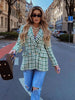 BM&MD&ZA 2387510 Women Jacket 2023 Double Breasted Tweed Check Blazer Coat Vintage Long Sleeve Pockets Female 2387/510
