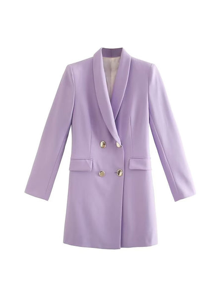 BM&MD&ZA 7764295 Women 2023 Double Breasted Blazer Coat Vintage Long Sleeve Pockets Female Outerwear Chic 7764/295