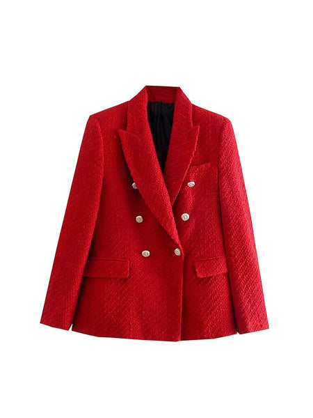 BM&MD&ZA 7822457 Women 2023 Textures double breasted recreational Blazer Coat Long Sleeve Female Outerwear 7822/457