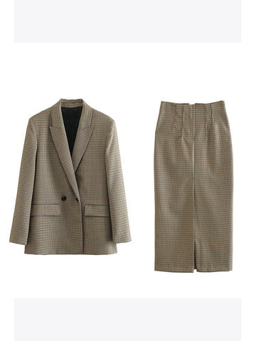 BM&MD&ZA 8750331 Women 2023 lattice Double Breasted Blazer Coat Vintage Long Sleeve Female Outerwear Chic 8750/331