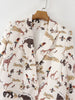 BM&MD&ZA Women 2023 animal print Double Breasted Blazer Coat Vintage Long Sleeve Pockets Female Outerwear Chic