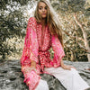 Summer 3/4 Sleeve Floral Printed maxi Kimono Cardigan Blusas rayon Loose women's shirts blouse 2022 beach clothes
