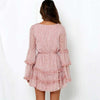 BOHO INSPIRED floral print chiffon long sleeve women dress V-neck sexy women party dress buttons belt tied summer dress holiday