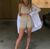 BOOFEENAA Comfy Knitted Lounge Wear Two Piece Set Women Summer Outfits Tank Top and Shorts Matching Sets 2023 C34-CF24