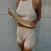 BOOFEENAA Comfy Knitted Lounge Wear Two Piece Set Women Summer Outfits Tank Top and Shorts Matching Sets 2023 C34-CF24