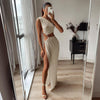 BOOFEENAA Sexy Asymmetric CutOut One Shoulder High Split Long Maxi Dresses for Women 2023 Party Vacation Outfits C66DG43