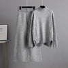 BOoDinerinle Autumn Winter 2 Pieces Women Sets Knitted Tracksuit O-Neck Split Sweater and Wide Leg Jogging Pants Pullover Suits