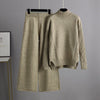 BOoDinerinle Autumn Winter 2 Pieces Women Sets Knitted Tracksuit O-Neck Split Sweater and Wide Leg Jogging Pants Pullover Suits