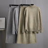 BOoDinerinle Autumn Winter 2 Pieces Women Sets Knitted Tracksuit O-Neck Split Sweater and Wide Leg Jogging Pants Pullover Suits