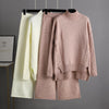 BOoDinerinle Autumn Winter 2 Pieces Women Sets Knitted Tracksuit O-Neck Split Sweater and Wide Leg Jogging Pants Pullover Suits