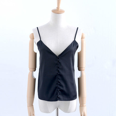 Women Silk Top Summer Imitation Silk Deep V Neck Camis Tank Tops High Quality Clothes Sleeveless Fem Cusual Vest