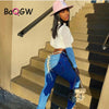 BaQGW Autumn Winter Sexy Back Lace Up High Waist Denim Female Straight Jeans for Women Bell Bottom Fat Mom Jeans Wide Leg