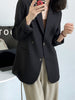 Back One Button Detailed Slit Hem Ruched Solid Blazer Brown / Beige / Black