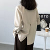 Back One Button Detailed Slit Hem Ruched Solid Blazer Brown / Beige / Black