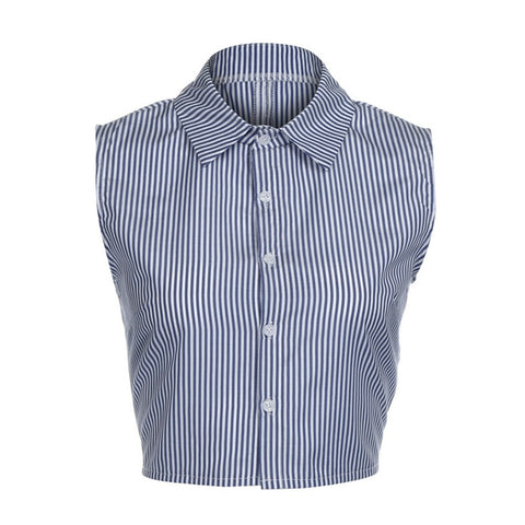 Backless Turn Down Collar Crop Top Female Camis Sexy Stripe Vest Women's Tops Base Shirt Cropped Women's Blouse Wholesale noFB11