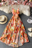Backless spaghetti strap dress summer women's sexy V-neck Chiffon slit maxi dress beach holiday print dress 2022