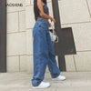 Baggy Jeans Woman High Waist Mom Jeans Denim Straight Leg Pants Loose Long Big Casual Wide Trousers Blue Washed Streetwear