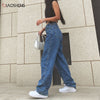 Baggy Jeans Woman High Waist Mom Jeans Denim Straight Leg Pants Loose Long Big Casual Wide Trousers Blue Washed Streetwear