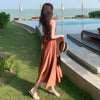 Bali Beach skirt seaside sexy open back holiday skirt long skirt slim Satin suspender skirt women's summer