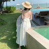 Bali Beach skirt seaside sexy open back holiday skirt long skirt slim Satin suspender skirt women's summer