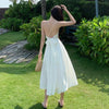 Bali Beach skirt seaside sexy open back holiday skirt long skirt slim Satin suspender skirt women's summer