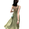 Balinese beach skirt female Sanya, Thailand beach holiday photo open back long skirt super fairy suspender dress