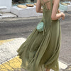 Balinese beach skirt female Sanya, Thailand beach holiday photo open back long skirt super fairy suspender dress