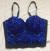 Ballroom/Costume/Stage Rainbow Mermaid Crystal Rhinestone Beading Diamond Rivet Jeweled Pearl Push Up Bustier Crop Top Corset
