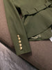 Balmain 2023 spring and autumn army green double-breasted suit waist tie top long-sleeved solid color women