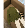 Balmain 2023 spring and autumn army green double-breasted suit waist tie top long-sleeved solid color women