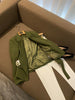 Balmain 2023 spring and autumn army green double-breasted suit waist tie top long-sleeved solid color women