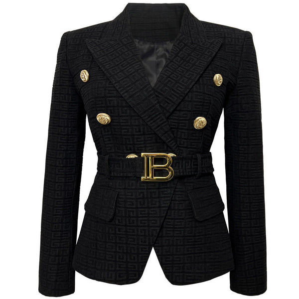 Balmain Europe and the United States black women's small suit jacket slim and thin white top