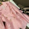 Balmain European and American double-breasted pink suit with jacquard slim fit Blazers