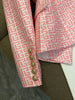 Balmain European and American double-breasted pink suit with jacquard slim fit Blazers