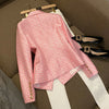Balmain European and American double-breasted pink suit with jacquard slim fit Blazers