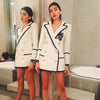 Balmain women's long-sleeved high-waisted tweed bright silk diamond emblem one-piece small suit women