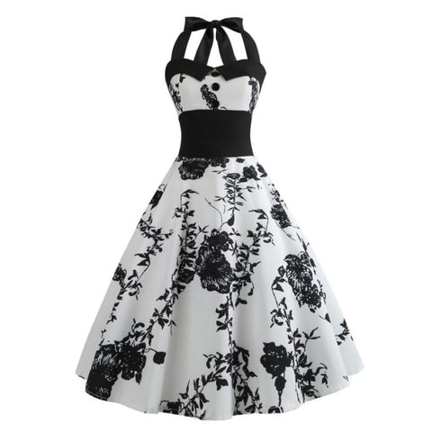 Bandage Retro White Mini Dress Women Vintage Printing Bodycon Sleeveless Halter Party Dresses Slim Strap Strapless Dresses-16