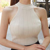 Bare Shoulder Sleeveless Solid Colorful Slim Chic Tight Tees Shirt Female Haut Fem Cotton Vest Women Club Sexy Tank Top Tees