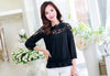 Baru Kualitas 2023 Wanita Renda Merenda Floral Chiffon Blus Renda Patchwork Tops 3/4 Lengan Femininsa Blusas