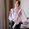 Baru elegan Wanita Blus bunga kemeja chiffon blus 2023 Musim Semi Blus lentera Lengan Tops Kemeja Blusas Mujer