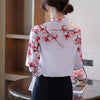 Baru elegan Wanita Blus bunga kemeja chiffon blus 2023 Musim Semi Blus lentera Lengan Tops Kemeja Blusas Mujer