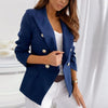 Basic Style Warm Buttons Placket Elegant Ladies Office Business Blazer Workwear