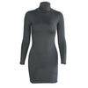 Basic White Turtleneck Long Sleeve Slim Package Hips Mini Short Dress 2022 Spring Autumn Women Sexy Bodycon Party Dress Vestidos