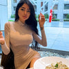 Basic White Turtleneck Long Sleeve Slim Package Hips Mini Short Dress 2022 Spring Autumn Women Sexy Bodycon Party Dress Vestidos