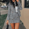 BeAvant Office ladies plaid blazer jacket Buttons double breasted tweed female blazers Autumn winter work wear women coats 2022